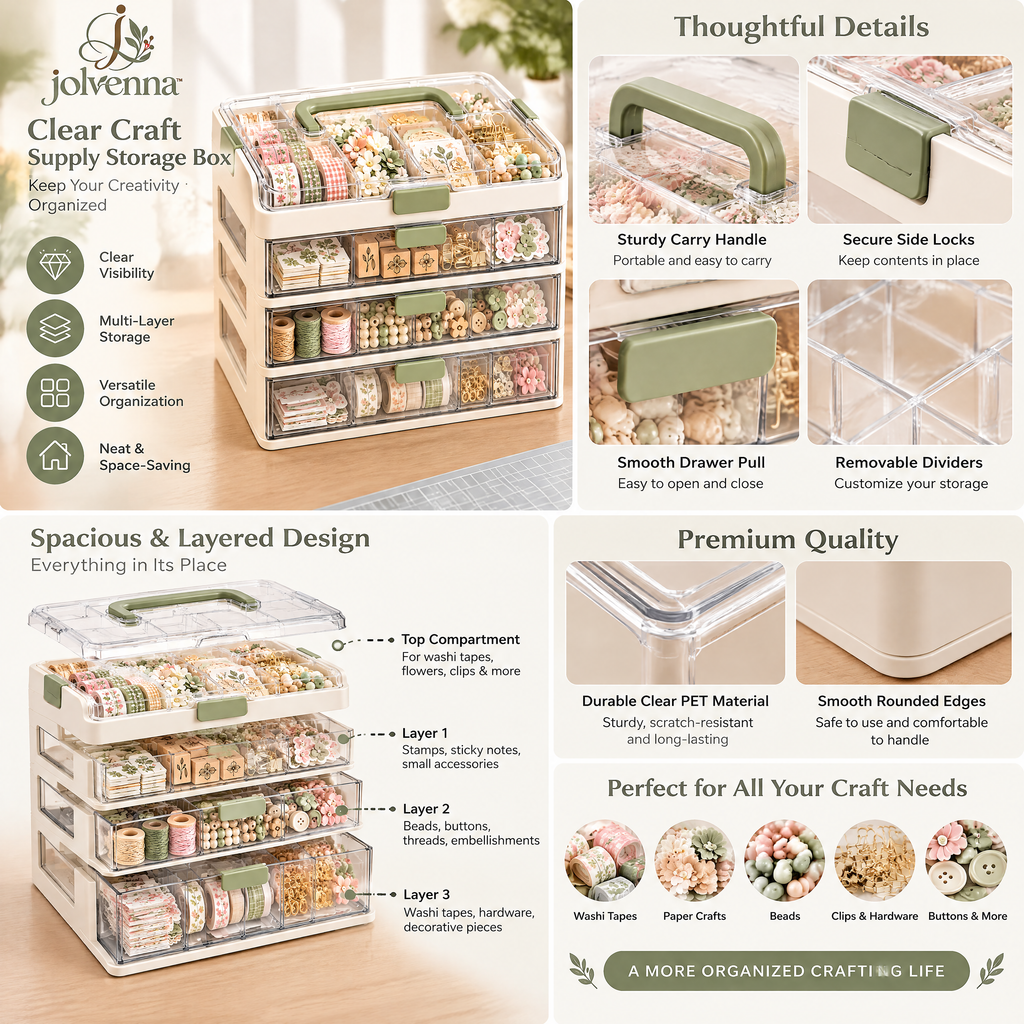 jolvenna™ Clear Craft Supply Storage Box view 2