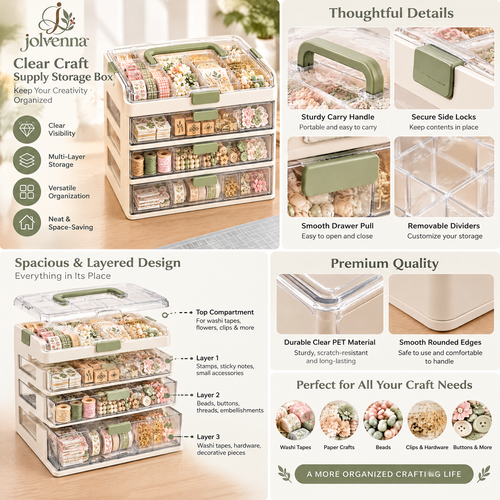 jolvenna™ Clear Craft Supply Storage Box view 2