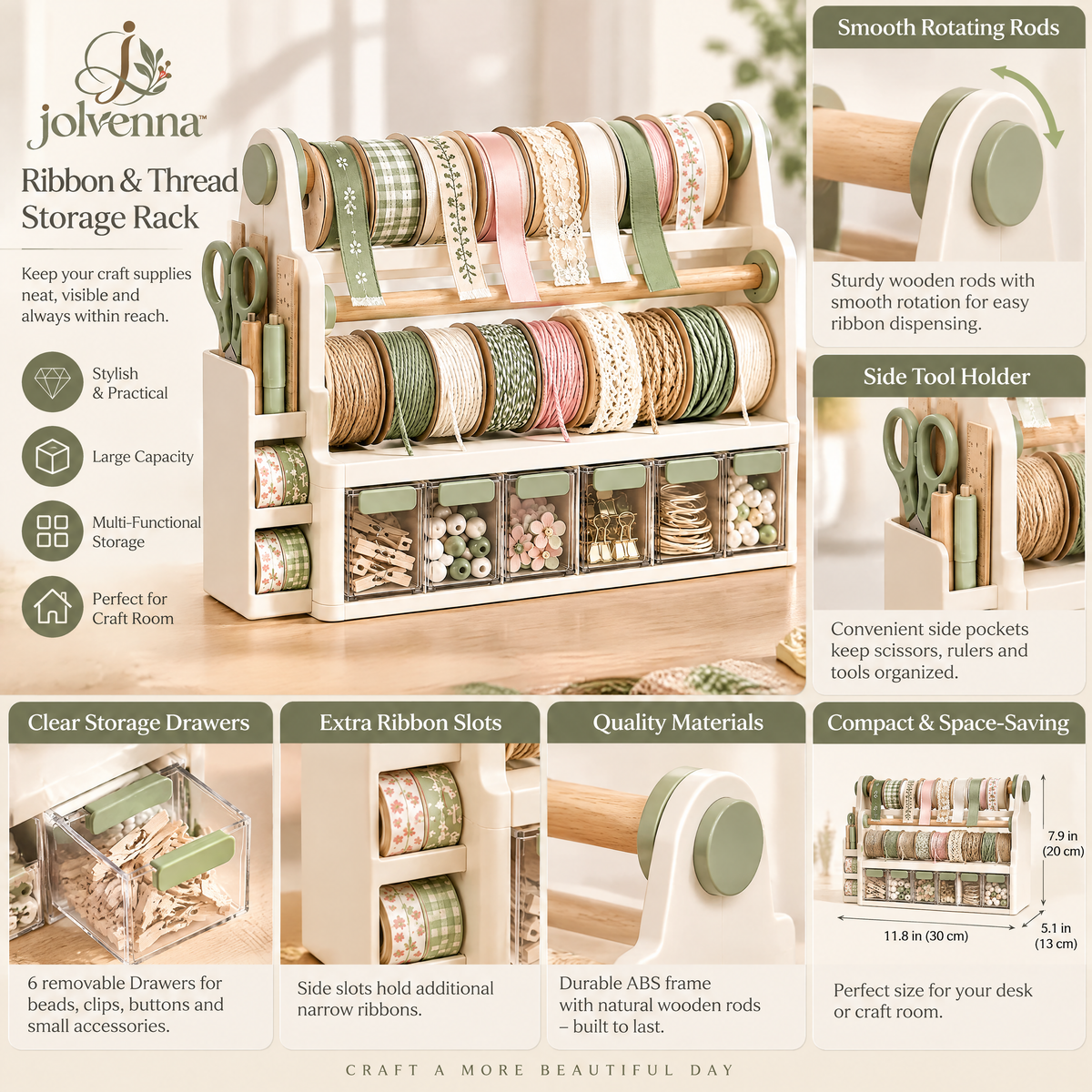jolvenna™ Ribbon & Thread Storage Rack view 3